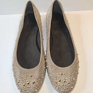 Stuart Weitzman Tan Elegant Studded Women's Flats